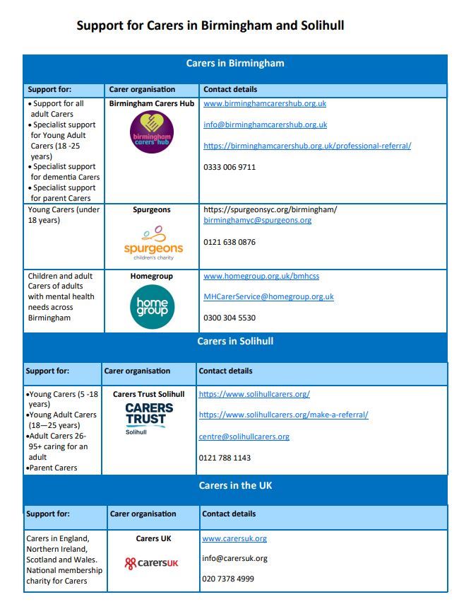 Support for Carers